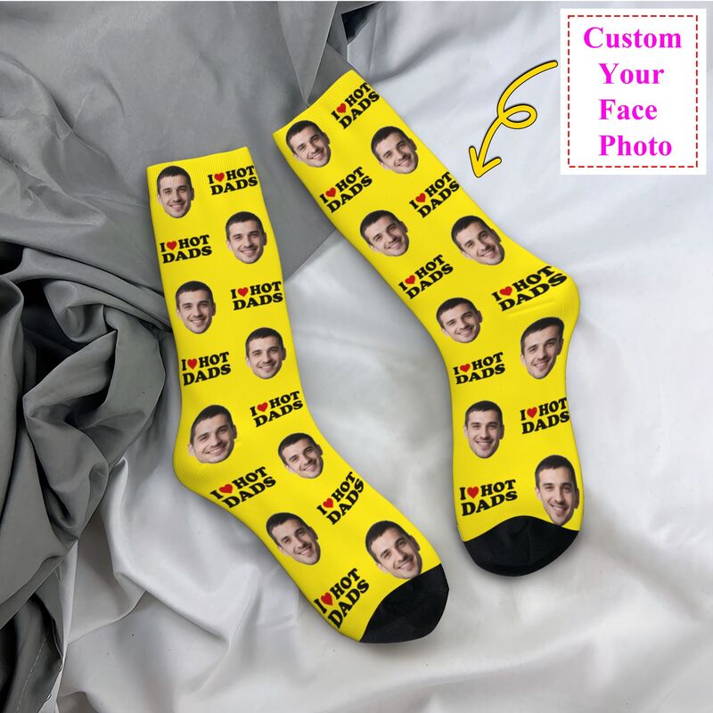 Dress Sock Men - ถุงเท้าลายพิมพ์รูปหน้าแบบกำหนดเอง ถุงเท้าแฟชั่นอุ่นๆ สำหรับผู้ชายและผู้หญิง ดีไซน์แปลกใหม่ ถุงเท้าข้อสั้น