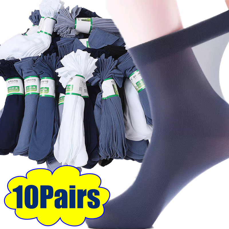 Silk Sock Bamboo - ถุงเท้ายาวระบายอากาศได้ดีสำหรับ serat bambu ถุงเท้ากีฬาผ้าบางสำหรับผู้ชายสีดำป้องกันแบคทีเรียลายทางผ้าผู้ชายธุรกิจ