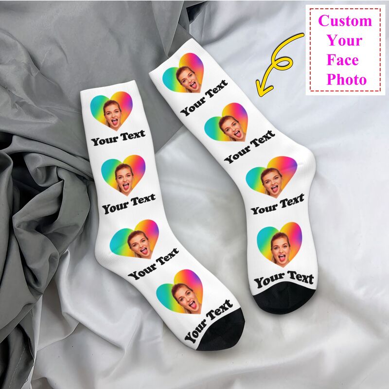 Dress Sock Men - ถุงเท้าข้อสั้นผู้ชายแบบกำหนดเองได้ ลายภาพถ่ายและข้อความส่วนตัว ดีไซน์เท่ห์ๆ ออกแบบเองได้ ใส่ได้ทุกฤดู ฤดูใบไม้ผลิ