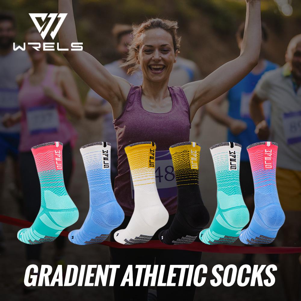 Athletic Sock Cushion - WRELS 1/2/3 ถุงเท้ากีฬาแบบมีเบาะรองรับแรงกระแทก ระบายอากาศได้ดี เหมาะสำหรับวิ่ง เดิน