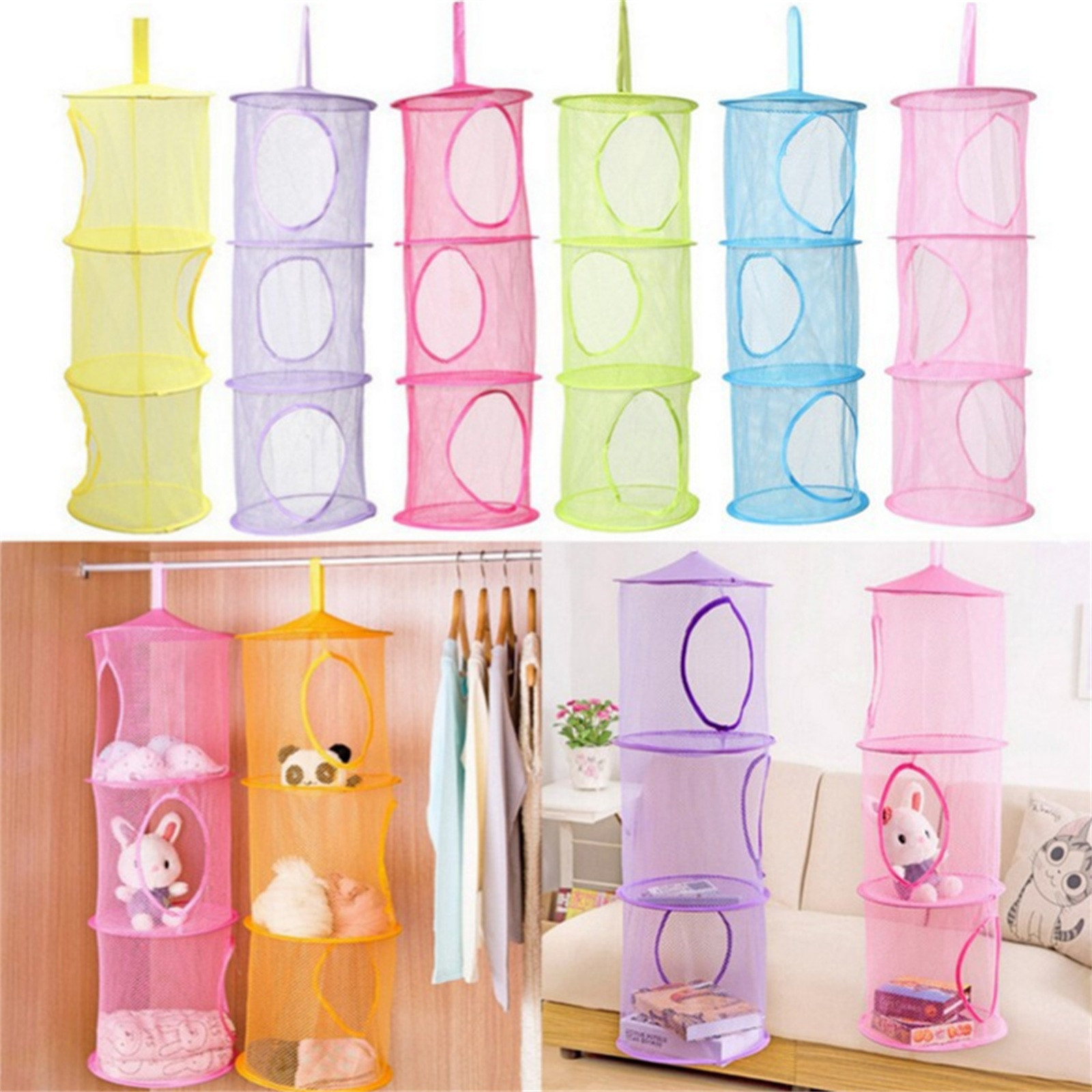 Sock Organizer Tray - แขวนตาข่ายตุ๊กตาสัตว์เก็บเปลญวนสุทธิพับได้ Multiuse Storage Organizer สําหรับถุงมือ,หมวก,ถุงเท้า