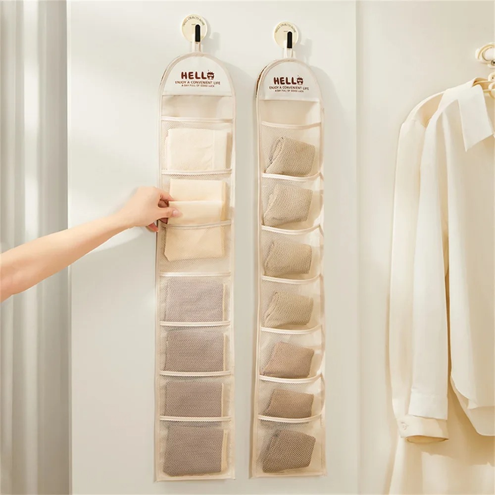 Sock Organizer Tray - ถุงเก็บของแบบหลายชั้น ถุงเก็บของแบบแขวนสำหรับหอพัก ถุงเก็บของติดประตูหลัง ถุงเก็บชุดชั้นใน ถุงเก็บถุงเท้า ถุงเก็บยางรัดผมสำหรับเด็กผู้หญิง