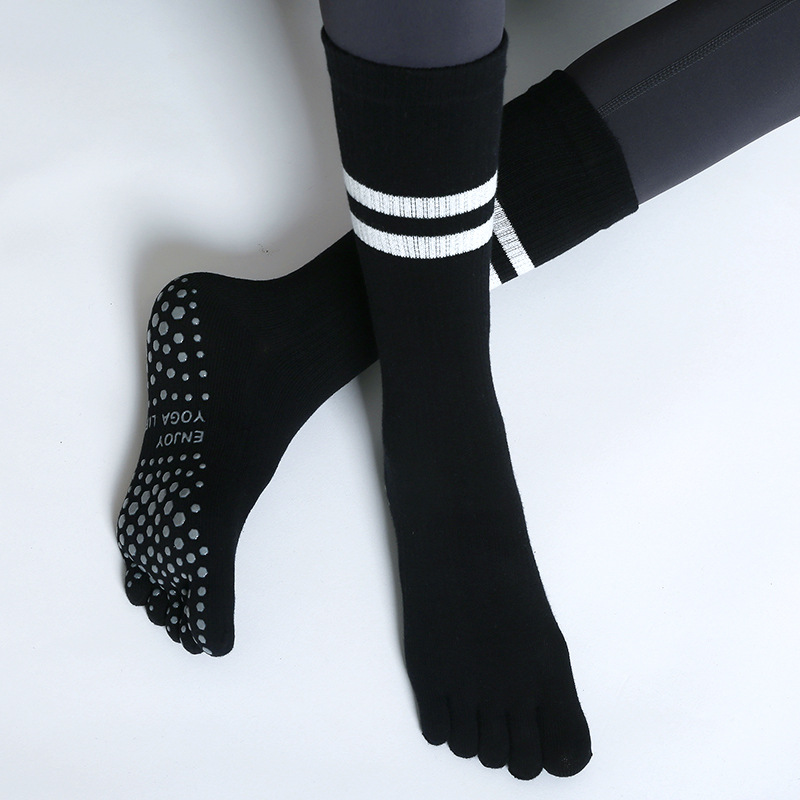 Knee High Sock Women - ถุงเท้าโยคะห้านิ้วกันลื่นสำหรับผู้หญิงถุงเท้ากีฬาพิลาทีสระบายอากาศได้ถุงเท้าบัลเล่ต์ผ้าฝ้ายสำหรับผู้หญิง