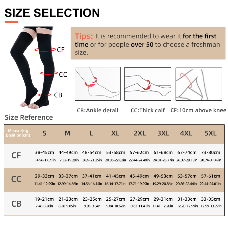 1 คู่ต้นขาสูงเปิดนิ้วเท้าถุงเท - Compression Sock Medical บทวิจารณ์และราคา