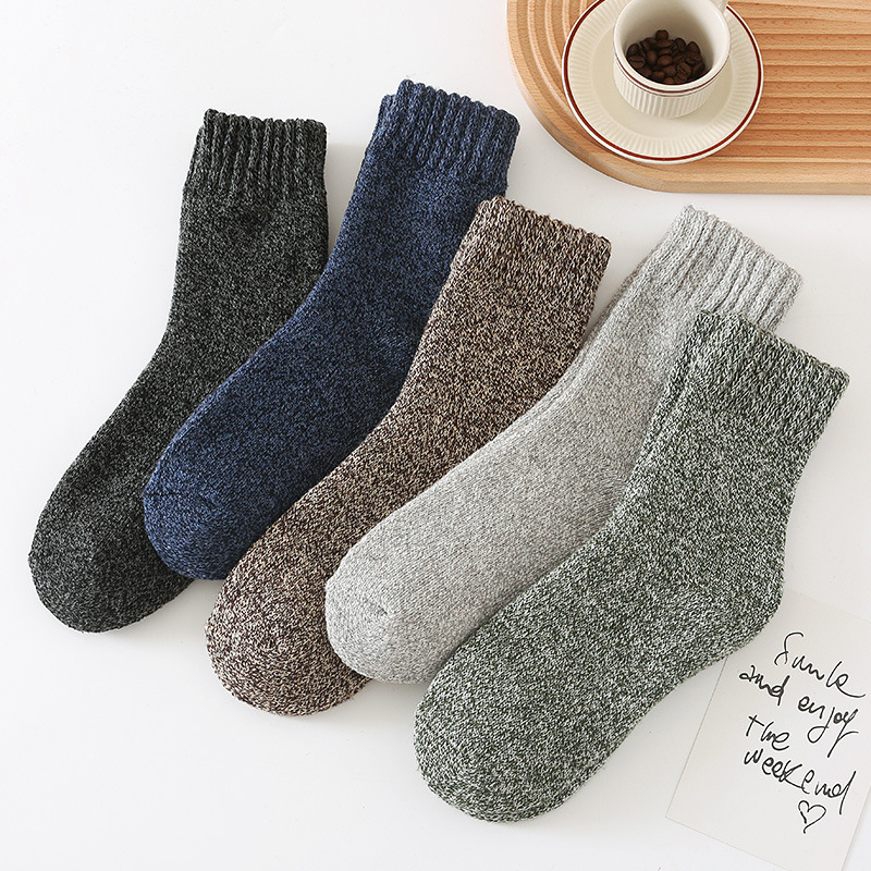 ถุงเท้าผ้าฝ้ายสีพื้นลายเรียบ 5 - Thermal Sock Winter บทวิจารณ์และราคา