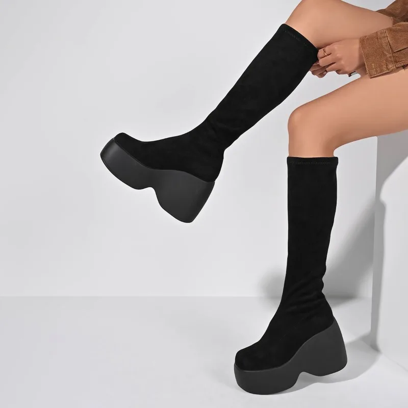รองเท้าบูทส้นสูงแบบยืดได้สำหรั - Knee High Sock Women บทวิจารณ์และราคา