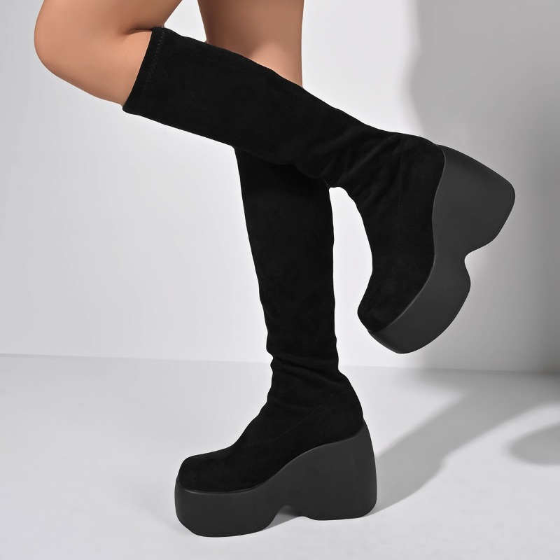 รองเท้าบูทส้นสูงแบบยืดได้สำหรั - Knee High Sock Women บทวิจารณ์และราคา