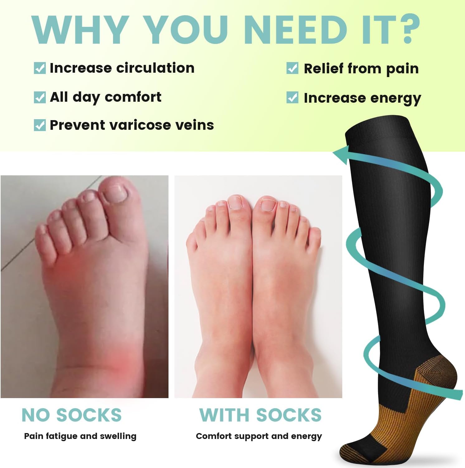 ถุงเท้ารัดกล้ามเนื้อสีทองแดง 6 - Compression Sock Medical บทวิจารณ์และราคา