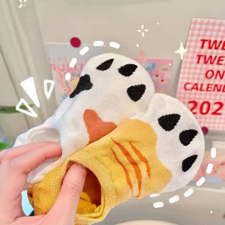 ถุงเท้าลายอุ้งเท้าแมวน่ารักสำห - No Show Sock Women บทวิจารณ์และราคา