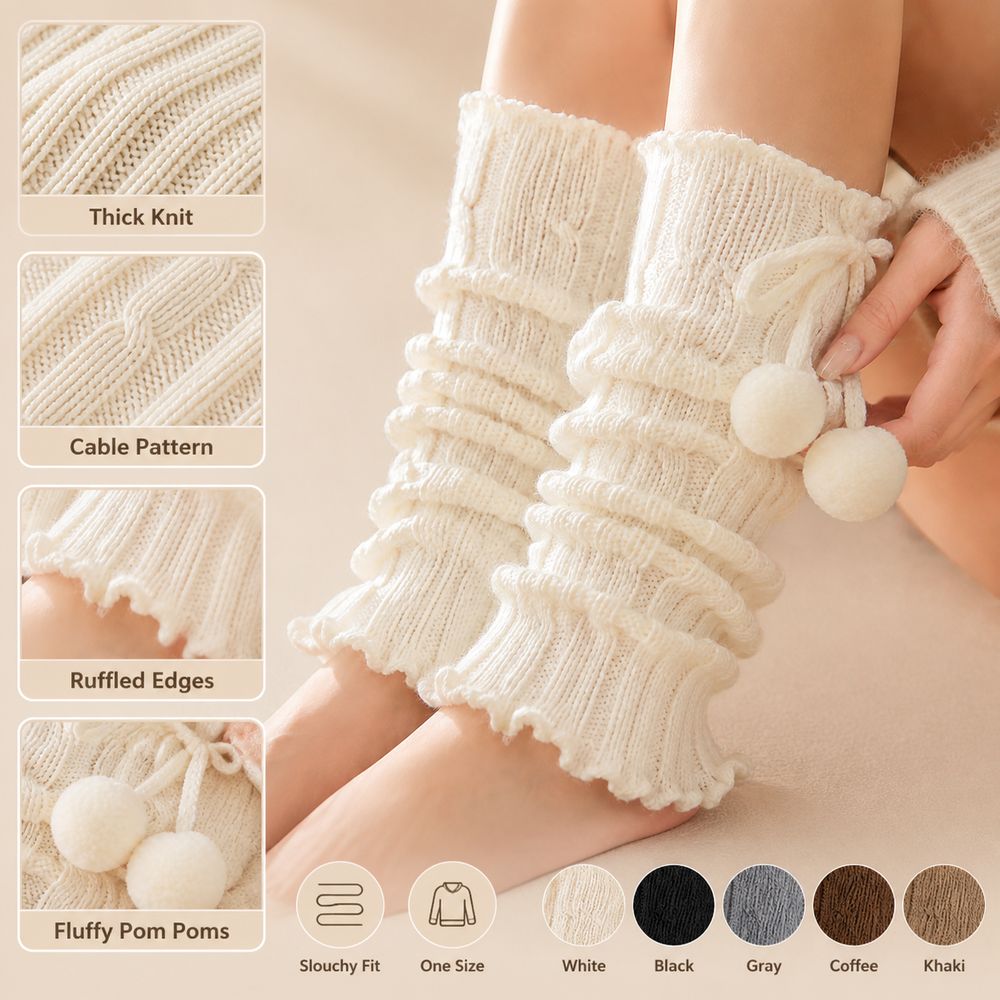 ปลอกขาไหมพรมถักลายเคเบิล ขอบระ - Boot Sock Slouchy บทวิจารณ์และราคา