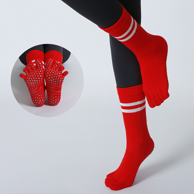 ถุงเท้าโยคะห้านิ้วกันลื่นสำหรั - Knee High Sock Women บทวิจารณ์และราคา